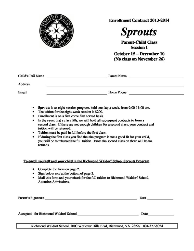 Sprouts I Contract Richmond Waldorf School