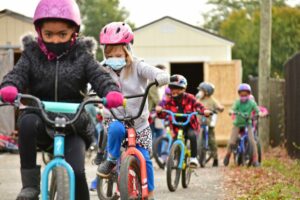 Weekly biking classes in Grades 1–8 allow students to explore and learn new skills.